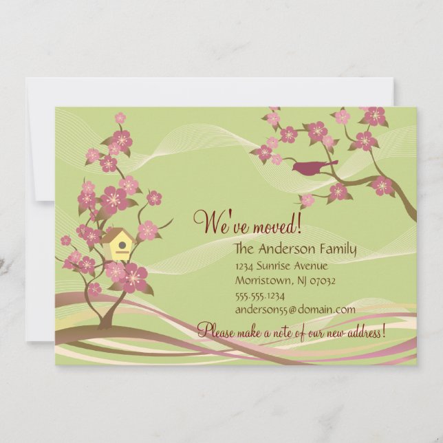 Bird House Moving Faire-part Carte Plat Vert (Devant)