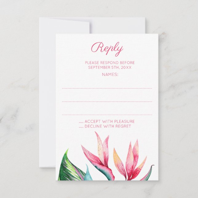 Bird of Paradise Monogram Mariage Répondre Cartes (Devant)