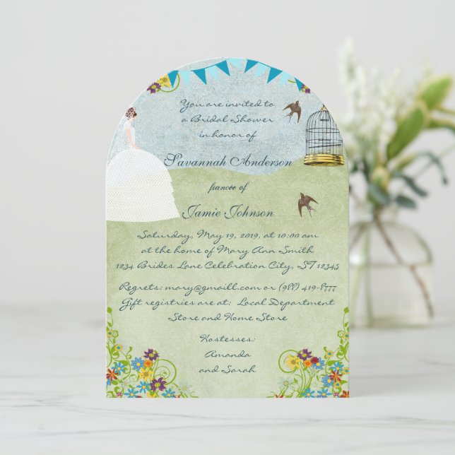 Birdcage Bund Jardin Bridal Douche Invitations (Debout devant)
