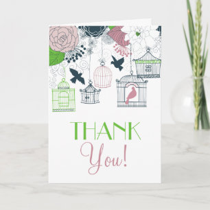 Birdcages vintages Carte de remerciements floral d