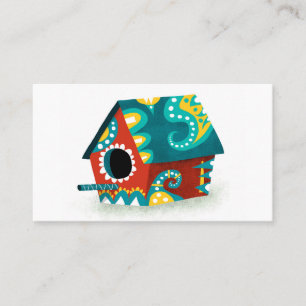 Birdhouse Cartes de visite - Red White Gold Aqua