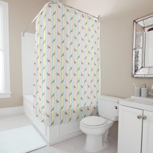 BIRDIE STRIPE MOTIF rideau de douche (En situation)