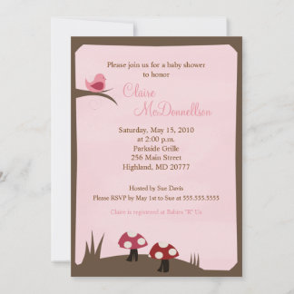 Birdie Woodland 5x7 Baby shower Invitation