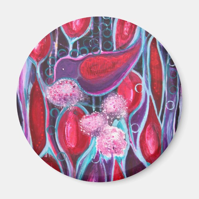Birds a Bloom' Original ART reproduction Magnet (Devant)