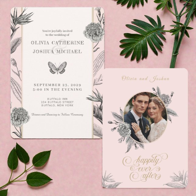 Birds of Paradise Custom Photo Wedding Invitation  (Créateur téléchargé)