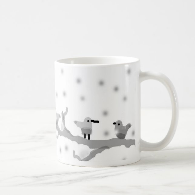 "BIRDS ON A SNOWY BRANCH" Mug classique, 11 oz (Droite)