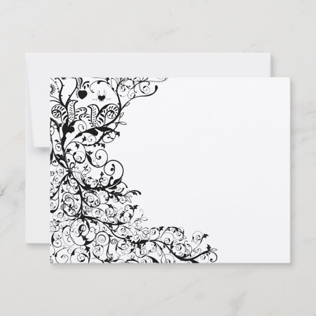 Birds & Swirls Wedding RSVP Response Card #31g (Devant)