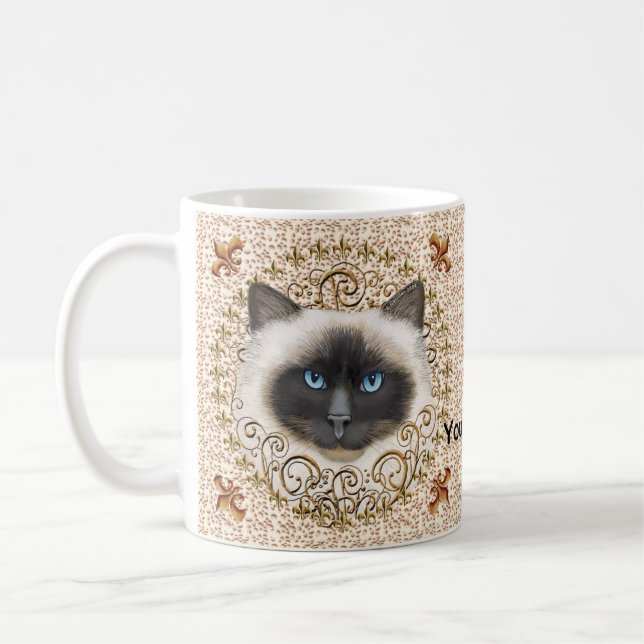 Birman Cat Fleur De Lis  mug (Gauche)