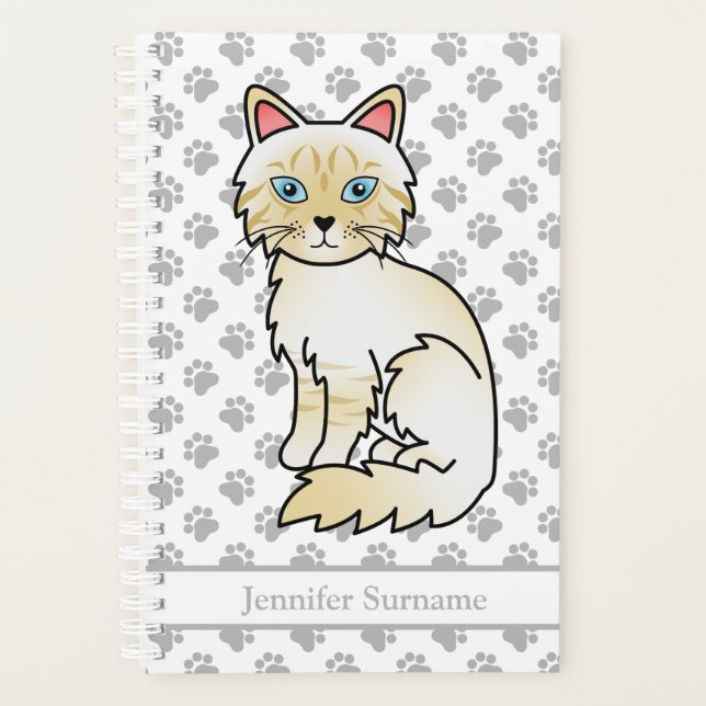 Birman/Ragdoll Tabby Point Crème Et Pattes & Texte (Devant)