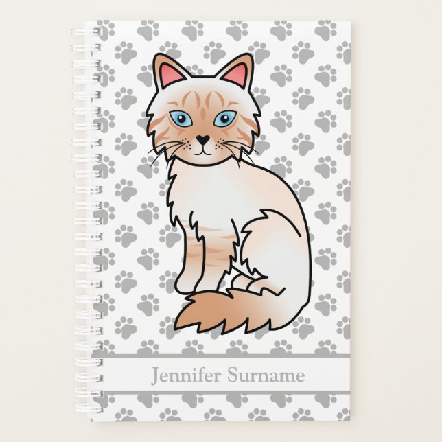 Birman/Ragdoll Tabby Point Rouge Et Pattes & Texte (Devant)
