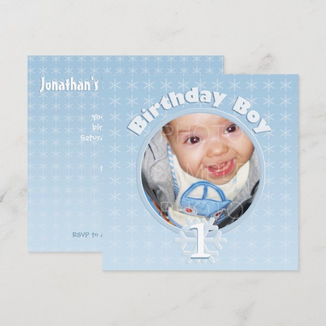 Birthday Boy Photo Winter Onederland Invitation (Devant / Derrière)
