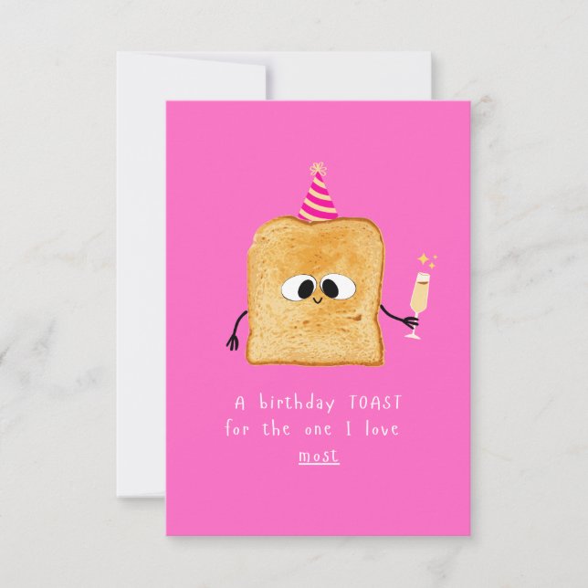 Birthday card Toast, simple, funny and cute design (Devant)