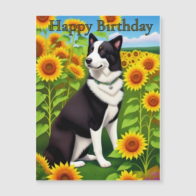 Birthday Dog with Sunflower  (Devant)