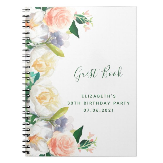 Birthday florals rose blanc Livre d'or (Devant)