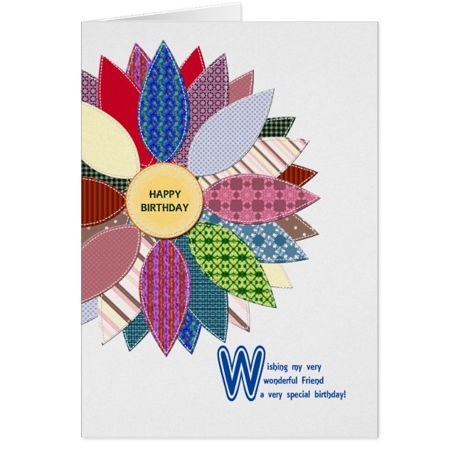 Birthday for friend, stitched flower (Devant)