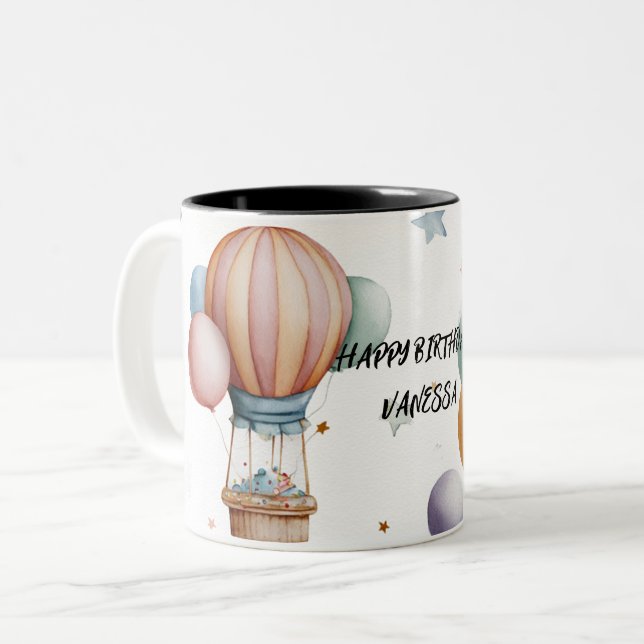 Birthday Greeting Mug – Colorful Balloon Artwork (Devant gauche)