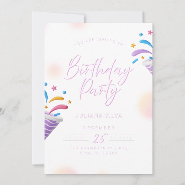 Birthday Invitation Blue Modern Party Design (Devant)