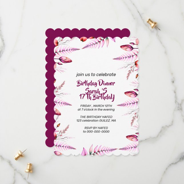 Birthday Invitation Digital Product Template for  (Devant/Arrière en situation)