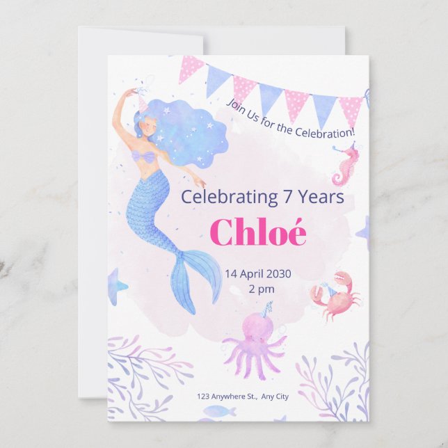 Birthday Invitation Under the Sea Birthday (Devant)