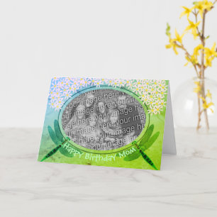 Birthday Mom Dragonflies Carte photo personnalisé