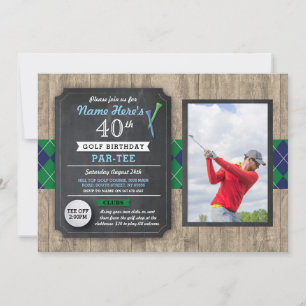 Birthday Party Golf Ball Photo Golfing Invitation 