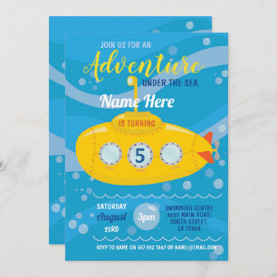 Birthday Submarine Swimming Party Invitation marit