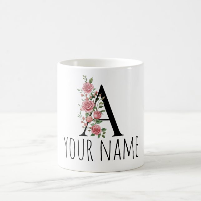 BirthFlower Monogram Letter  Name Mug (Centre)