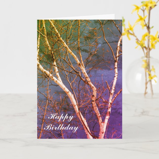 Birthtree Blanc Sky Nature Carte d'anniversaire (Fleur jaune)