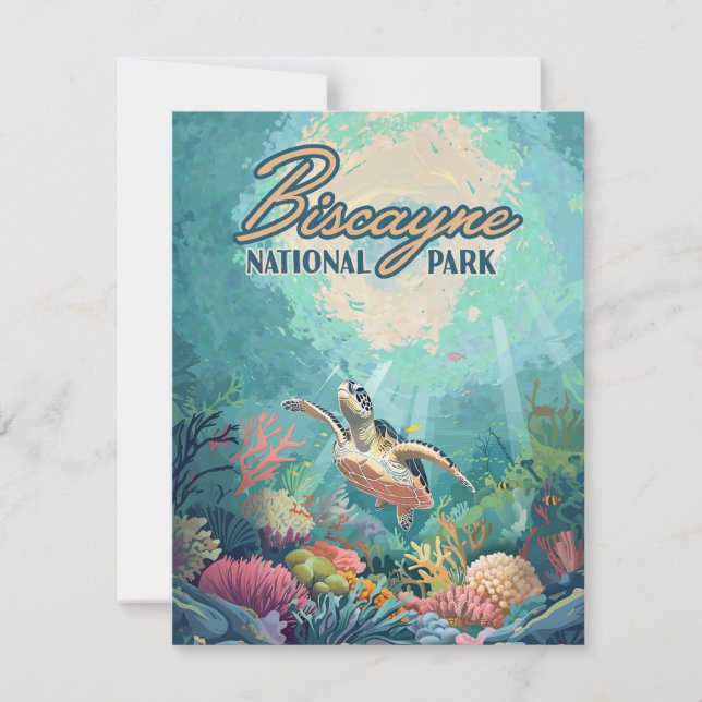 Biscayne National Park Florida Turtle Coral Card (Devant)