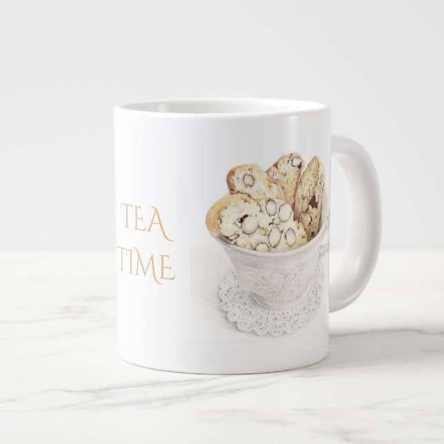 BISCOTTI "HEURE DU THÉ" Grande Tasse Blanche (Devant droit)