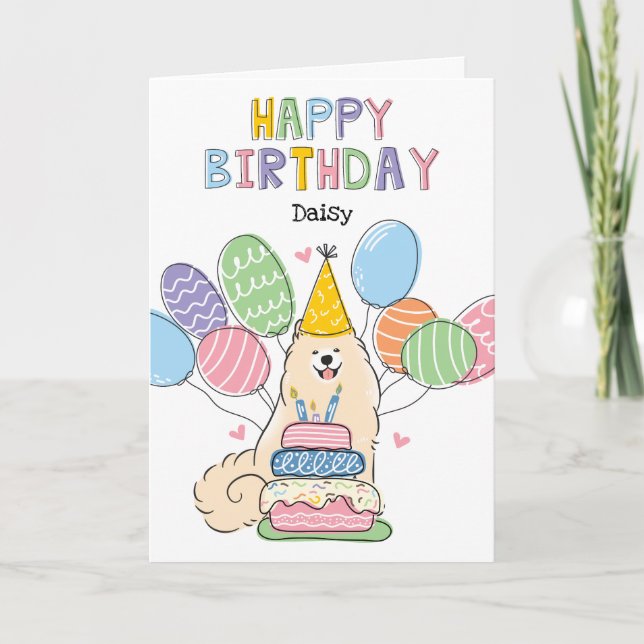 Biscuit White Samoyed Dog Bonne carte d'anniversai (Devant)