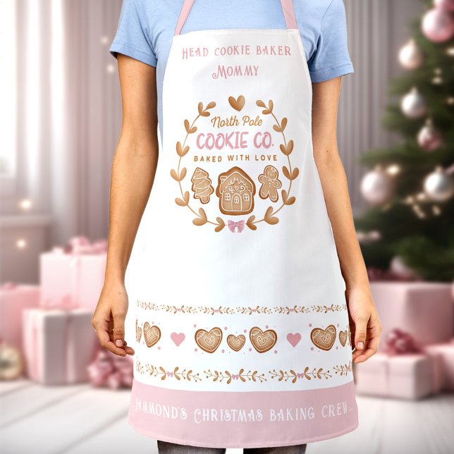 Biscuite Cuisine Rose Tablier de Noël (Cute Cookie Baking Pink Christmas Apron)