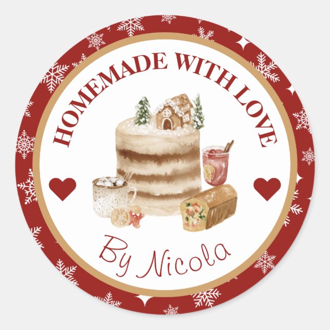 Biscuits de Noël Faits Maison Avec Amour Étiquette (Devant)