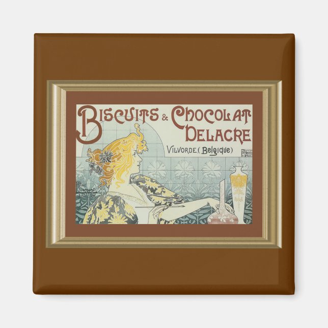 Biscuits vintages Delacre au chocolat et aimant (Devant)