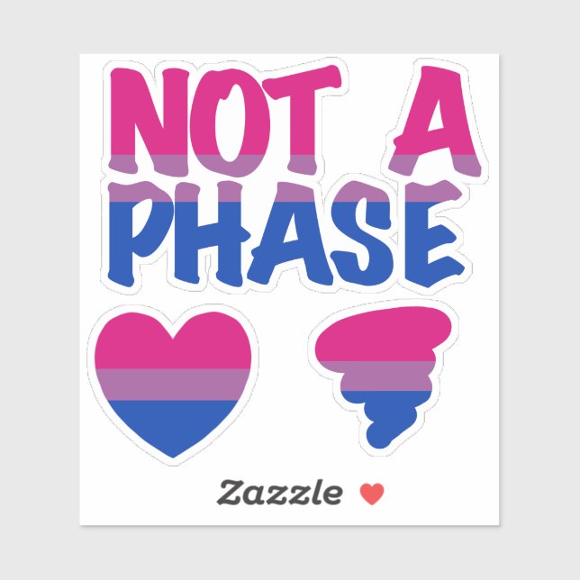 Bisexual Not Phase Heart Custom-Cut Vinyl Sticker (Feuille)