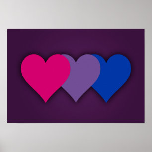 Bisexualité orgueil coeurs Poster