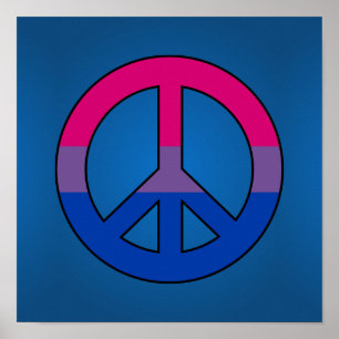 Bisexuality flag peace sign poster