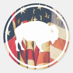 Bison blanc en plein air Sticker drapeau américain