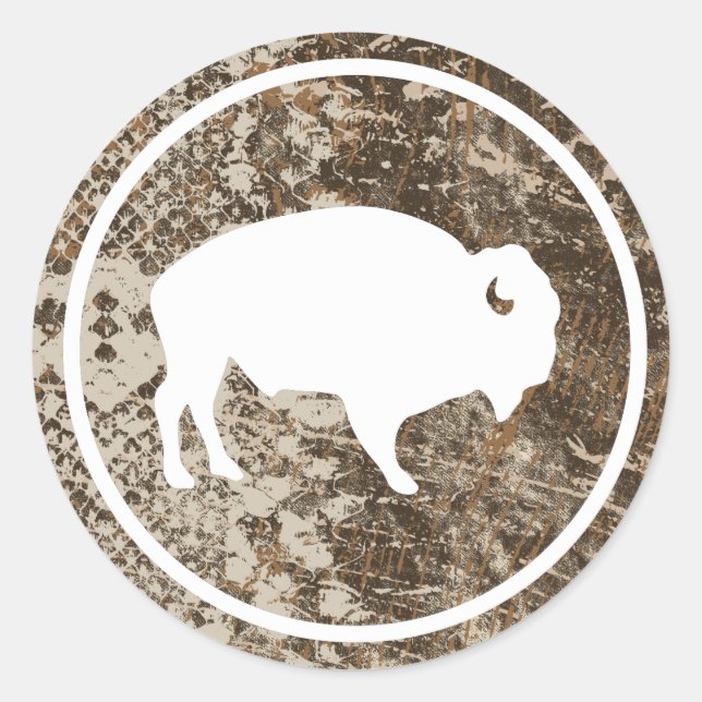 Bison blanc extérieur Sticker Camouflage rond de 3 (Devant)