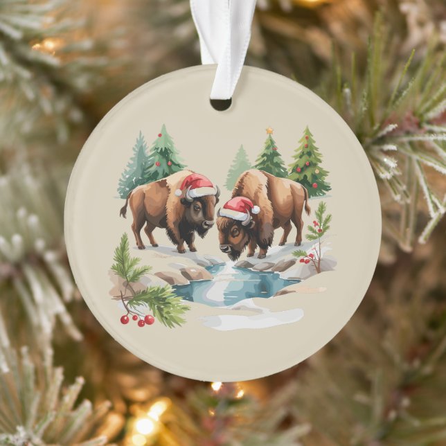 Bison Buffle Animal Faune Sauvage de l'Ouest Noël  (Arbre)