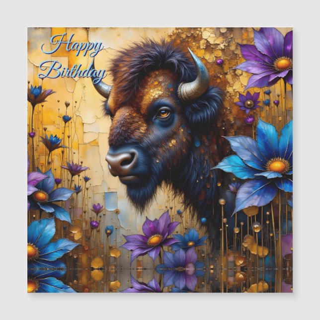 Bison d'Amérique dans une Fête d'anniversaire fleu (Devant)