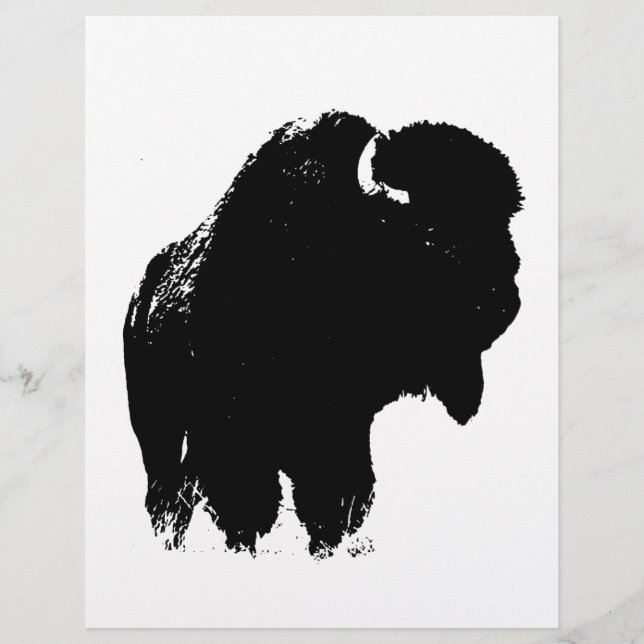 Bison de bison noir et blanc Pop Art (Devant)