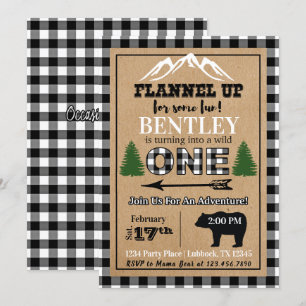 Bison noir blanc 1er anniversaire Invitation