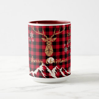 Bison rouge rustique Plaid Reindeer Christmas Mug