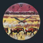 Bisons Accueil Sur La Gamme Pop Art, Horloge Ronde<br><div class="desc">Images dans un design pop art sont Bisons sur la gamme</div>
