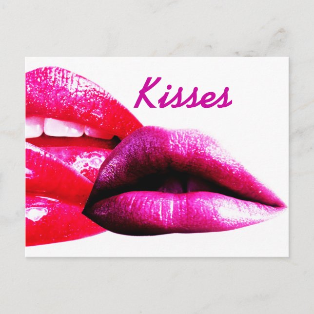 Bisous, Carte postale avec lèvres (Devant)