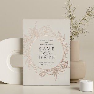 Bisque   Floral Foil Enregistrer la carte de date