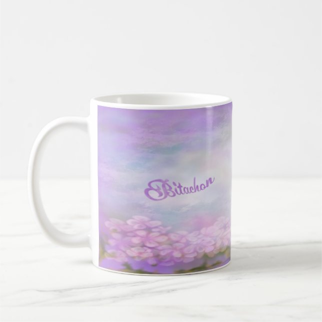 Bitachon Fleurs violettes Mug (Gauche)