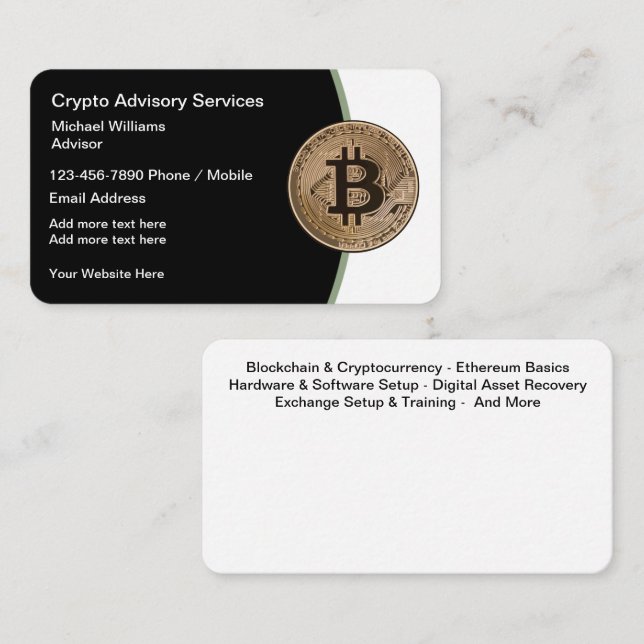 Bitcoin Et Cryto Ethereum Services Cartes de visit (Devant / Derrière)