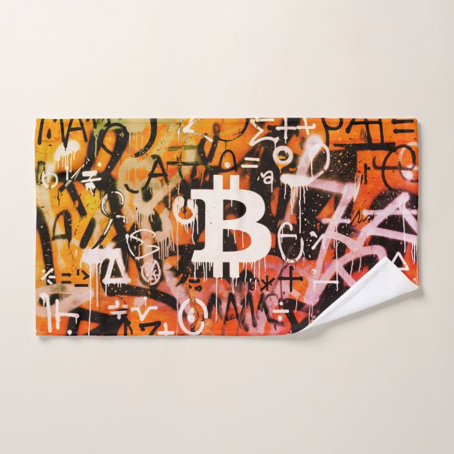 "Bitcoin Graffiti" (Style #3) Art de rue (Serviette à main)